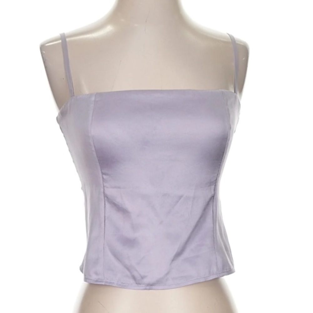Reformation Overland Silk Top Lilac Purple Aura Size 4 - Picture 2 of 9